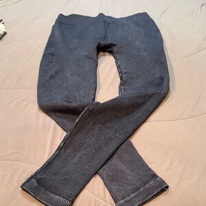 Women's Blue Ribbed Seamless Leggings